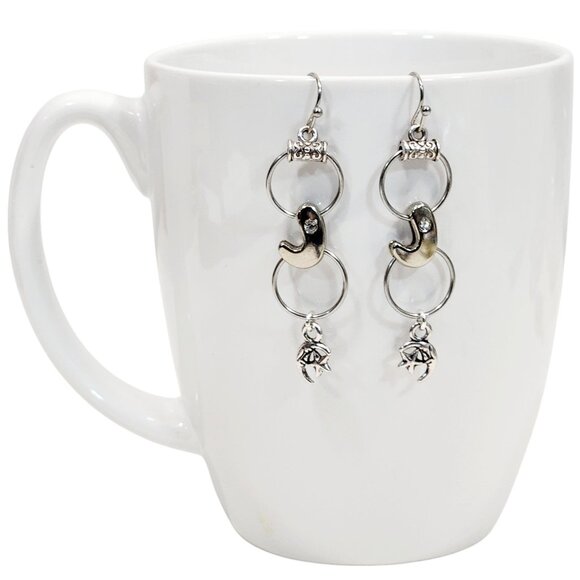 Alphabet Initial Letter J Earrings Silver Rhinestone Charms - Picture 1 of 4